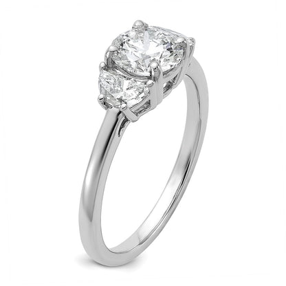 14K White Gold 1 3/8 carat Certified Lab Grown Diamond VS/SI+ G+ Round Complete Three Stone Engagement Ring