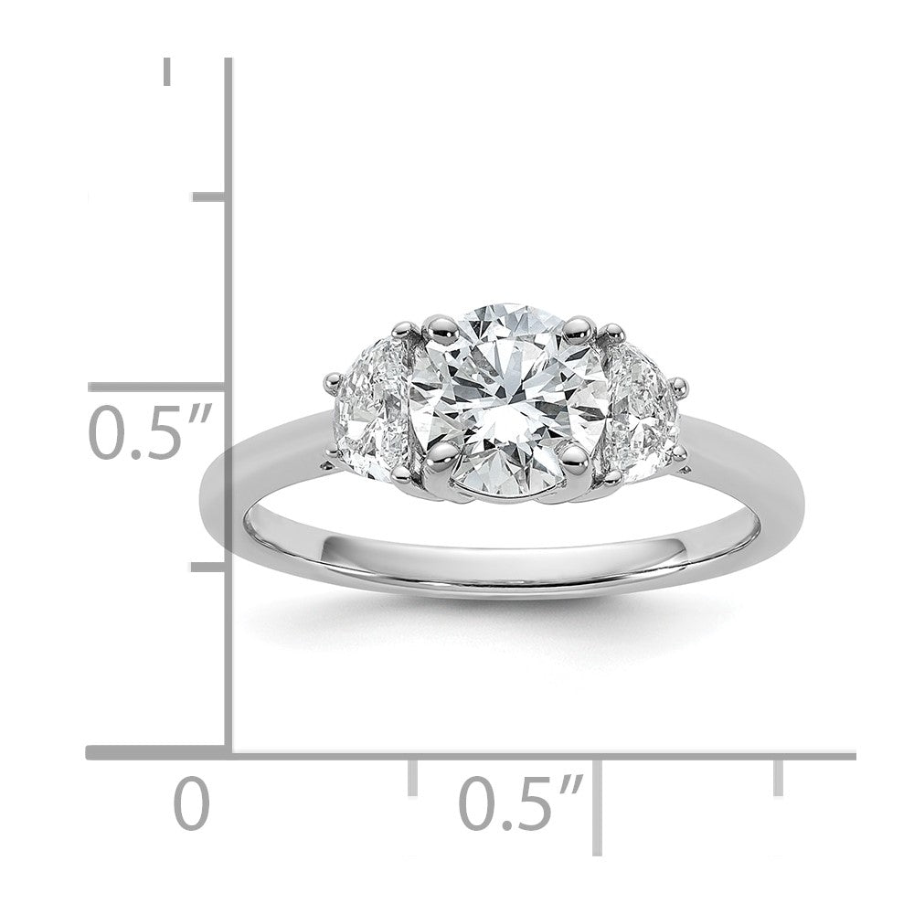 14K White Gold 1 3/8 carat Certified Lab Grown Diamond VS/SI+ G+ Round Complete Three Stone Engagement Ring