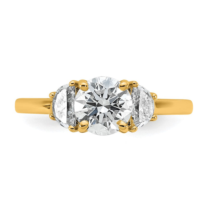 14K Yellow Gold 1 3/8 carat Certified Lab Grown Diamond VS/SI+ G+ Round Complete Three Stone Engagement Ring