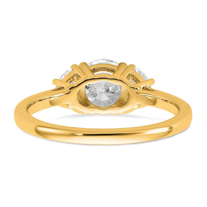 14K Yellow Gold 1 3/8 carat Certified Lab Grown Diamond VS/SI+ G+ Round Complete Three Stone Engagement Ring