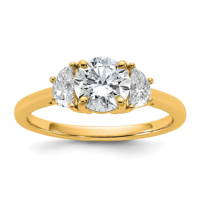 14K Yellow Gold 1 3/8 carat Certified Lab Grown Diamond VS/SI+ G+ Round Complete Three Stone Engagement Ring