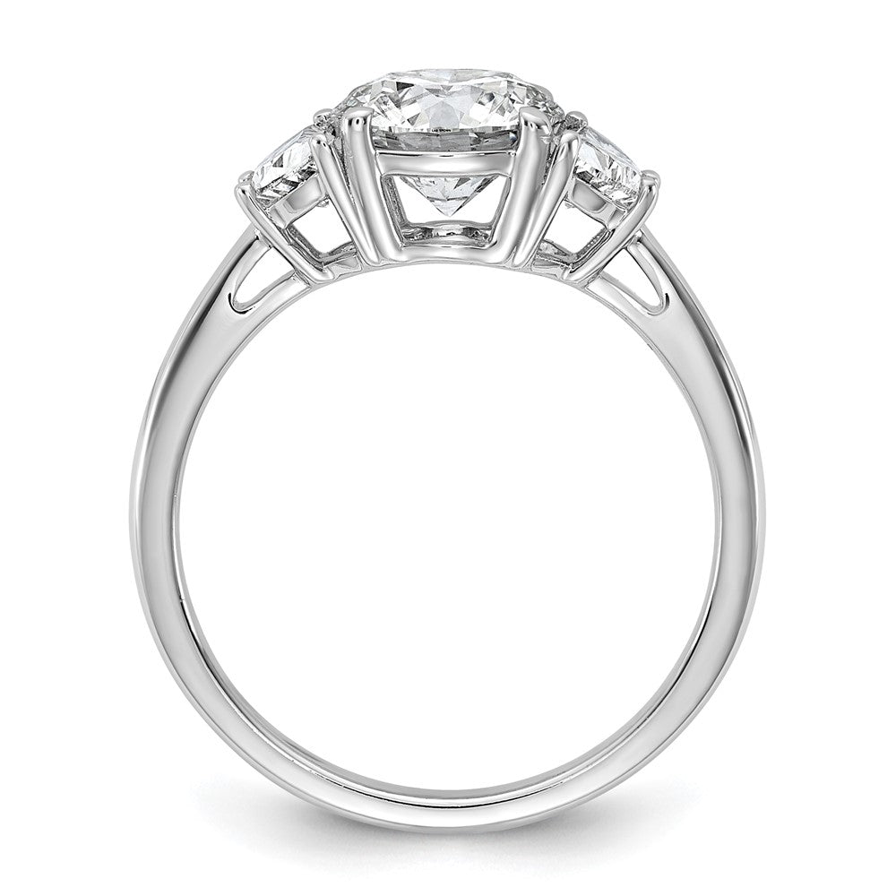 14K White Gold 2 carat Certified Lab Grown Diamond VS/SI+ G+ Round Complete Three Stone Engagement Ring