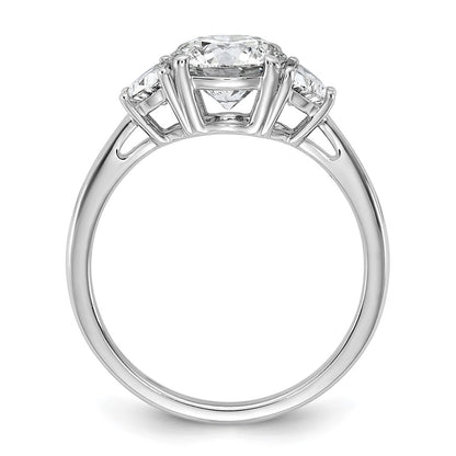 14K White Gold 2 carat Certified Lab Grown Diamond VS/SI+ G+ Round Complete Three Stone Engagement Ring