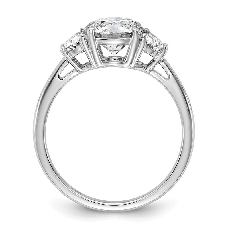 14K White Gold 2 carat Certified Lab Grown Diamond VS+F+ Round Complete Three Stone Engagement Ring