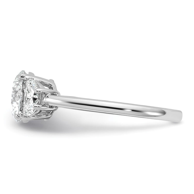 14K White Gold 2 carat Certified Lab Grown Diamond VS+F+ Round Complete Three Stone Engagement Ring