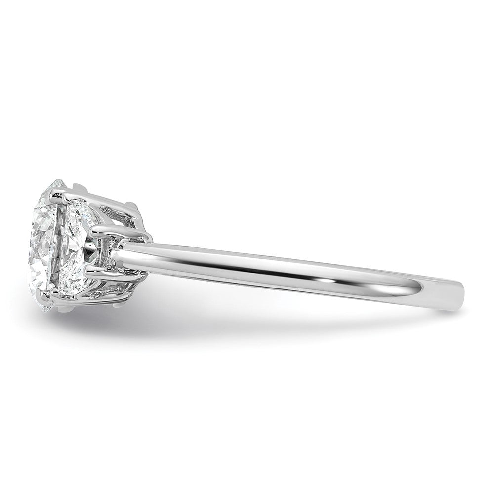 14K White Gold 1/2 carat Lab Grown Diamond VS/SI+ G+ 1 1/2 carat Center Round Semi Mount Three Stone Engagement Ring