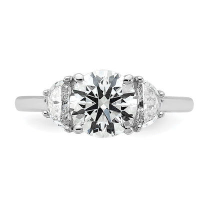 14K White Gold 1/2 carat Lab Grown Diamond VS/SI+ G+ 1 1/2 carat Center Round Semi Mount Three Stone Engagement Ring