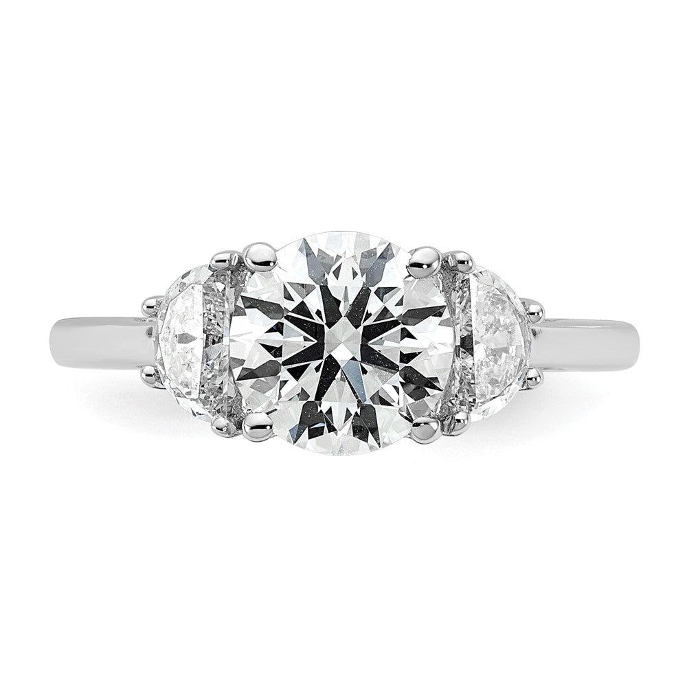 14K White Gold 2 carat Certified Lab Grown Diamond VS+F+ Round Complete Three Stone Engagement Ring