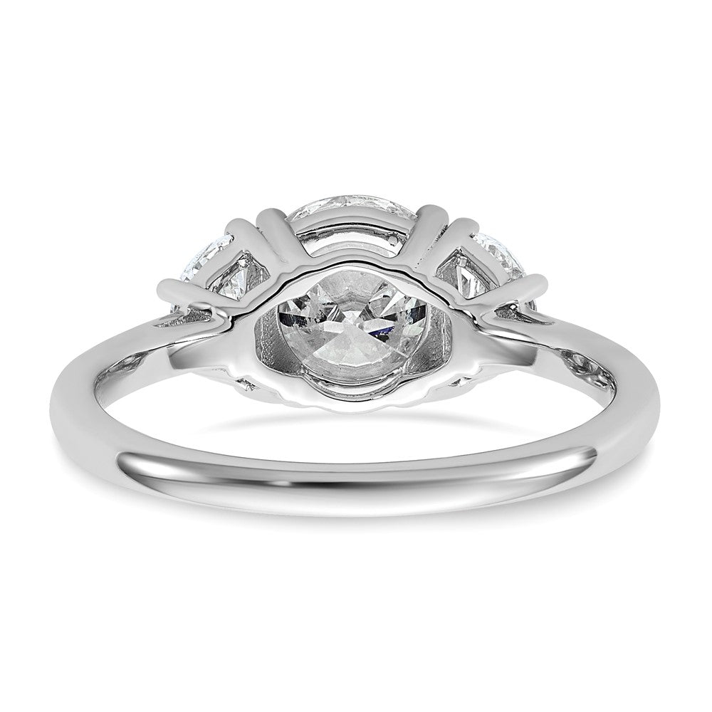 14K White Gold 2 carat Certified Lab Grown Diamond VS+F+ Round Complete Three Stone Engagement Ring