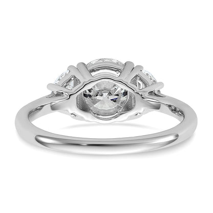 14K White Gold 2 carat Certified Lab Grown Diamond VS+F+ Round Complete Three Stone Engagement Ring