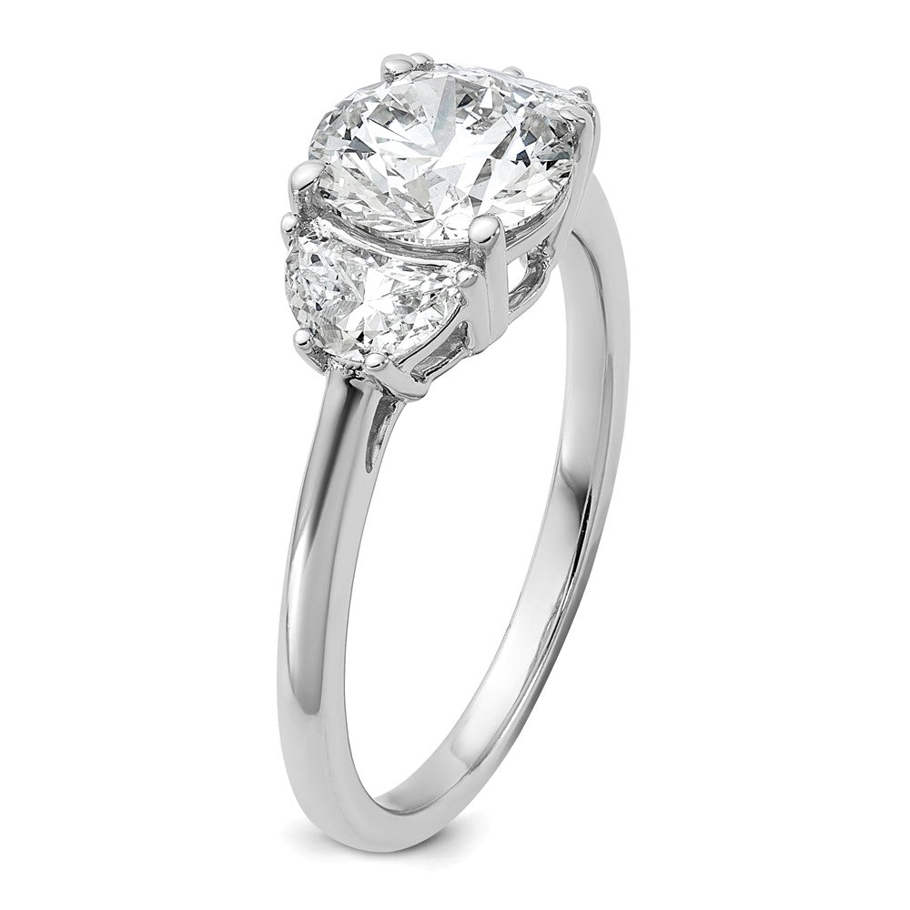 14K White Gold 2 carat Certified Lab Grown Diamond VS/SI+ G+ Round Complete Three Stone Engagement Ring