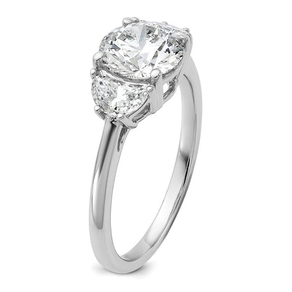 14K White Gold 2 carat Certified Lab Grown Diamond VS/SI+ G+ Round Complete Three Stone Engagement Ring