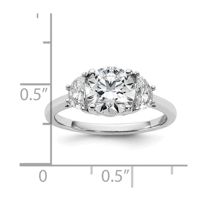 14K White Gold 2 carat Certified Lab Grown Diamond VS+F+ Round Complete Three Stone Engagement Ring