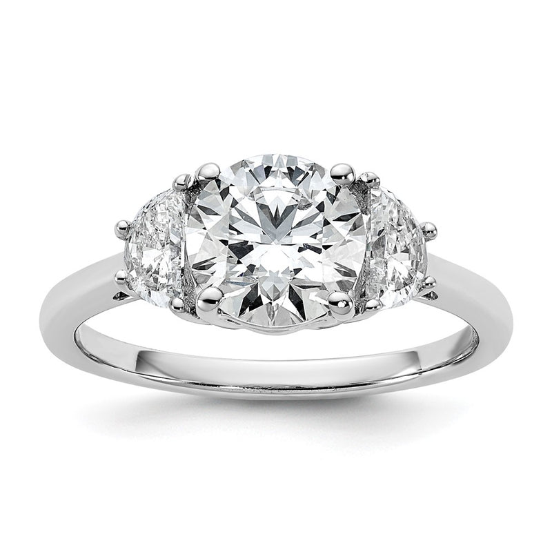 14K White Gold 2 carat Certified Lab Grown Diamond VS/SI+ G+ Round Complete Three Stone Engagement Ring