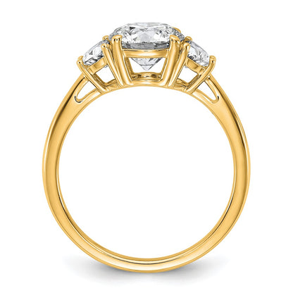 14K Yellow Gold 1/2 carat Lab Grown Diamond VS/SI+ G+ 1 1/2 carat Center Round Semi Mount Three Stone Engagement Ring