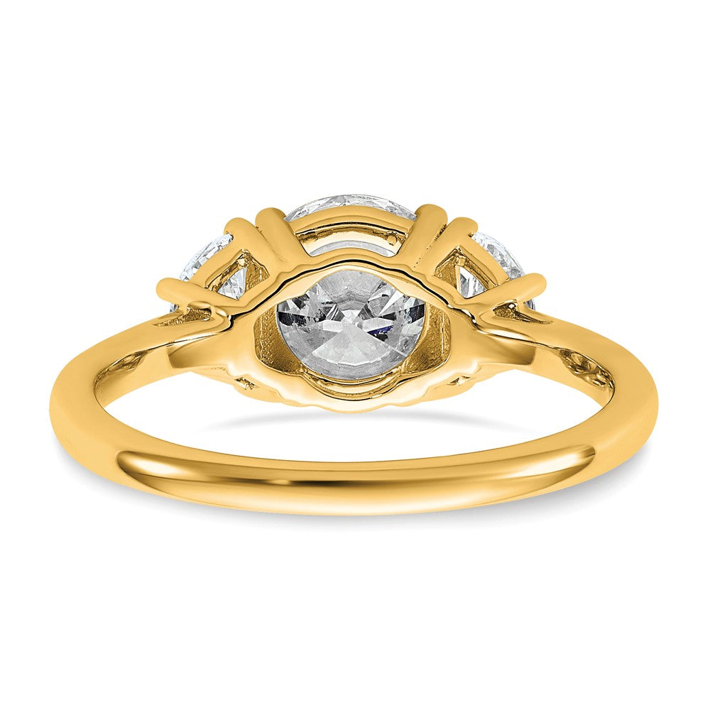 14K Yellow Gold 2 carat Certified Lab Grown Diamond VS+F+ Round Complete Three Stone Engagement Ring