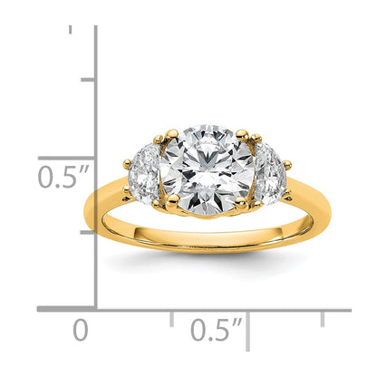 14K Yellow Gold 2 carat Certified Lab Grown Diamond VS+F+ Round Complete Three Stone Engagement Ring
