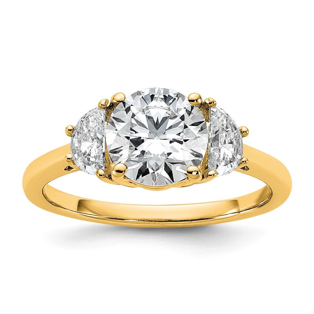 14K Yellow Gold 2 carat Certified Lab Grown Diamond VS/SI+ G+ Round Complete Three Stone Engagement Ring