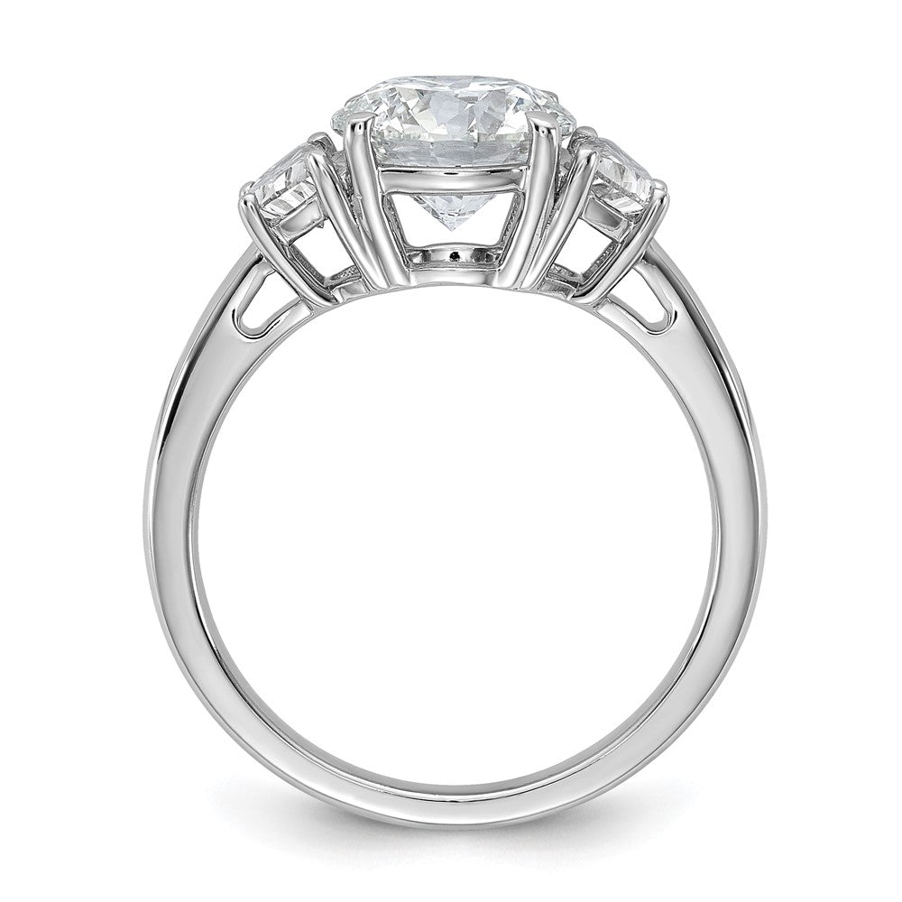 14K White Gold 2 1/2 carat Certified Lab Grown Diamond VS/SI+ G+ Round Complete Three Stone Engagement Ring