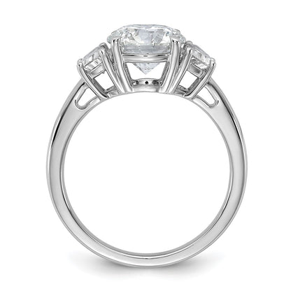 14K White Gold 2 1/2 carat Certified Lab Grown Diamond VS/SI+ G+ Round Complete Three Stone Engagement Ring