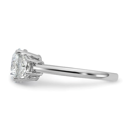 14K White Gold 2 1/2 carat Certified Lab Grown Diamond VS+F+ Round Complete Three Stone Engagement Ring