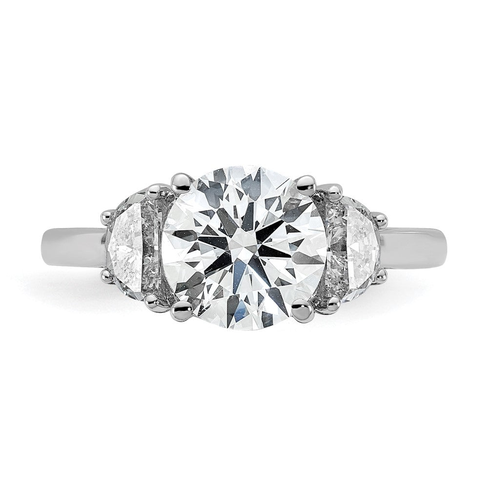 14K White Gold 2 1/2 carat Certified Lab Grown Diamond VS+F+ Round Complete Three Stone Engagement Ring