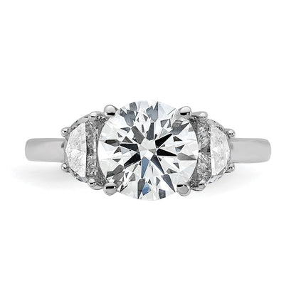 14K White Gold 2 1/2 carat Certified Lab Grown Diamond VS+F+ Round Complete Three Stone Engagement Ring