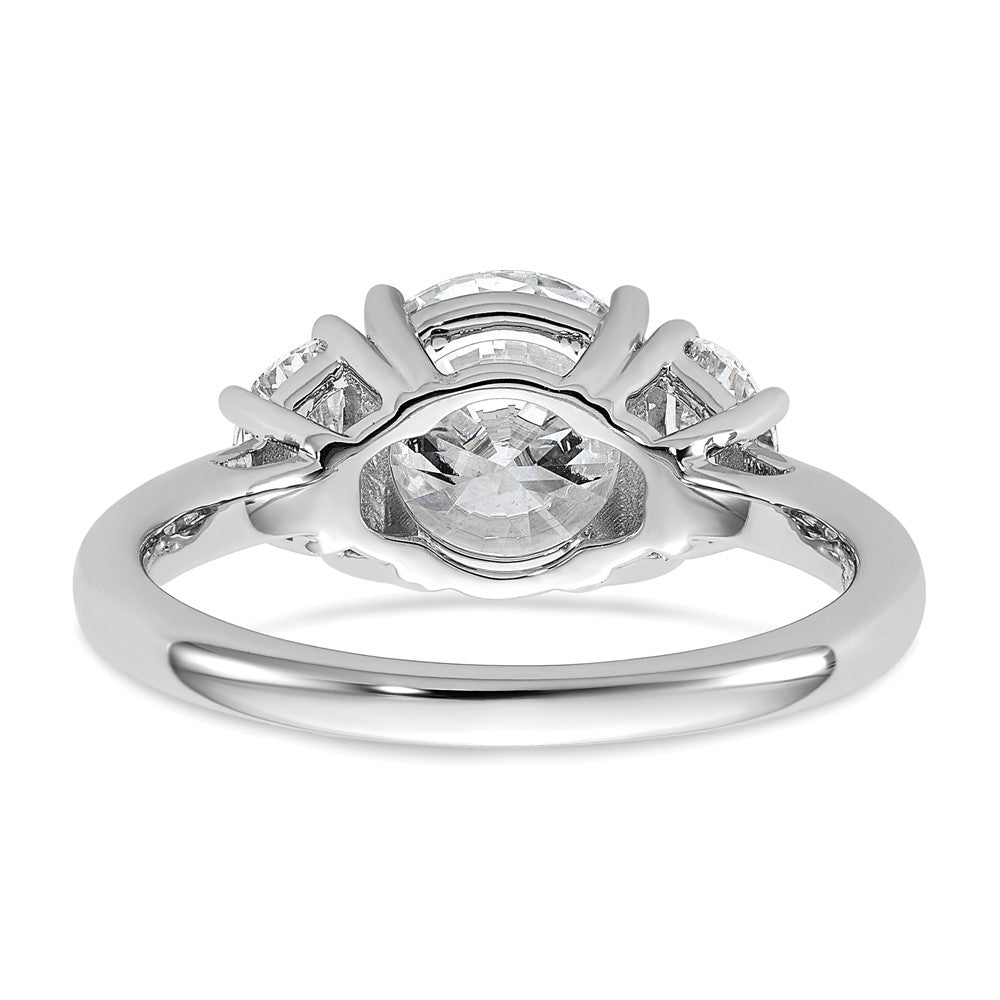 14K White Gold 2 1/2 carat Certified Lab Grown Diamond VS/SI+ G+ Round Complete Three Stone Engagement Ring