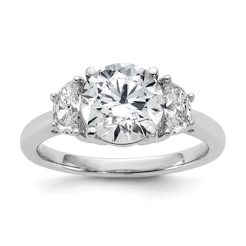 14K White Gold 2 1/2 carat Certified Lab Grown Diamond VS/SI+ G+ Round Complete Three Stone Engagement Ring