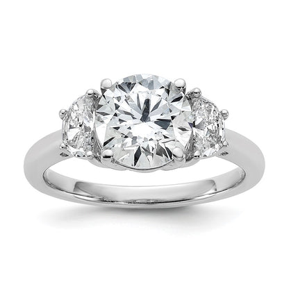 14K White Gold 2 1/2 carat Certified Lab Grown Diamond VS/SI+ G+ Round Complete Three Stone Engagement Ring