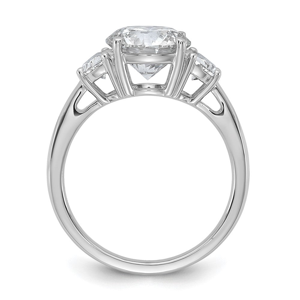 14K White Gold 3 1/8 carat Certified Lab Grown Diamond VS/SI+ G+ Round Complete Three Stone Engagement Ring
