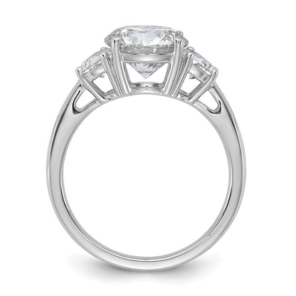 14K White Gold 3 1/8 carat Certified Lab Grown Diamond VS/SI+ G+ Round Complete Three Stone Engagement Ring