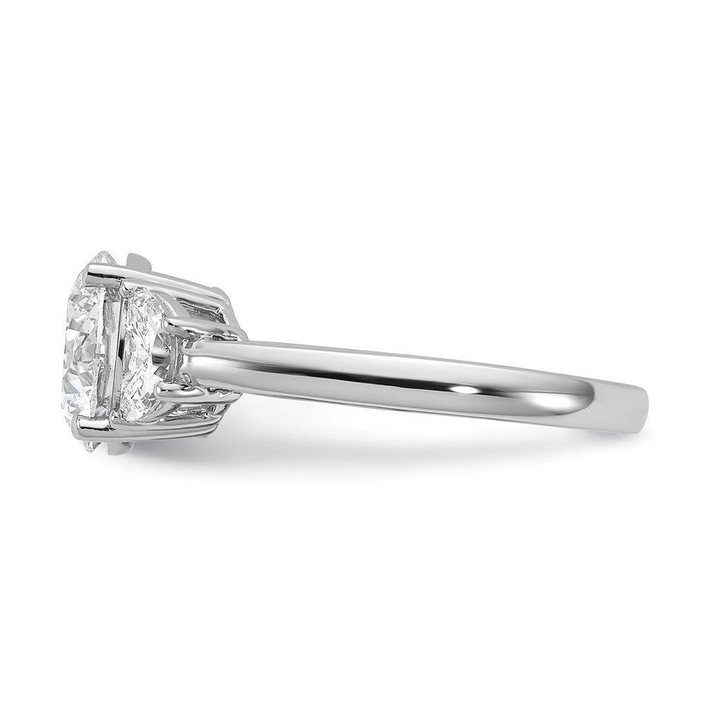 14K White Gold 3 1/8 carat Certified Lab Grown Diamond VS/SI+ G+ Round Complete Three Stone Engagement Ring
