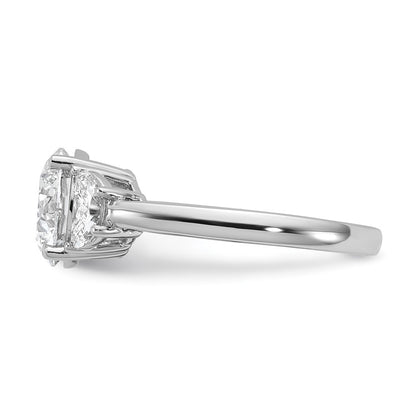 14K White Gold 3 1/8 carat Certified Lab Grown Diamond VS/SI+ G+ Round Complete Three Stone Engagement Ring
