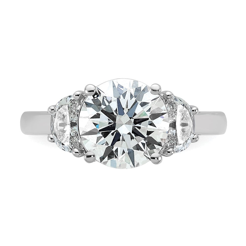 14K White Gold 3 1/8 carat Certified Lab Grown Diamond VS/SI+ G+ Round Complete Three Stone Engagement Ring