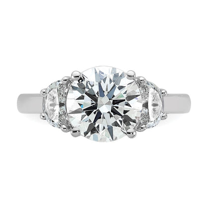 14K White Gold 3 1/8 carat Certified Lab Grown Diamond VS/SI+ G+ Round Complete Three Stone Engagement Ring