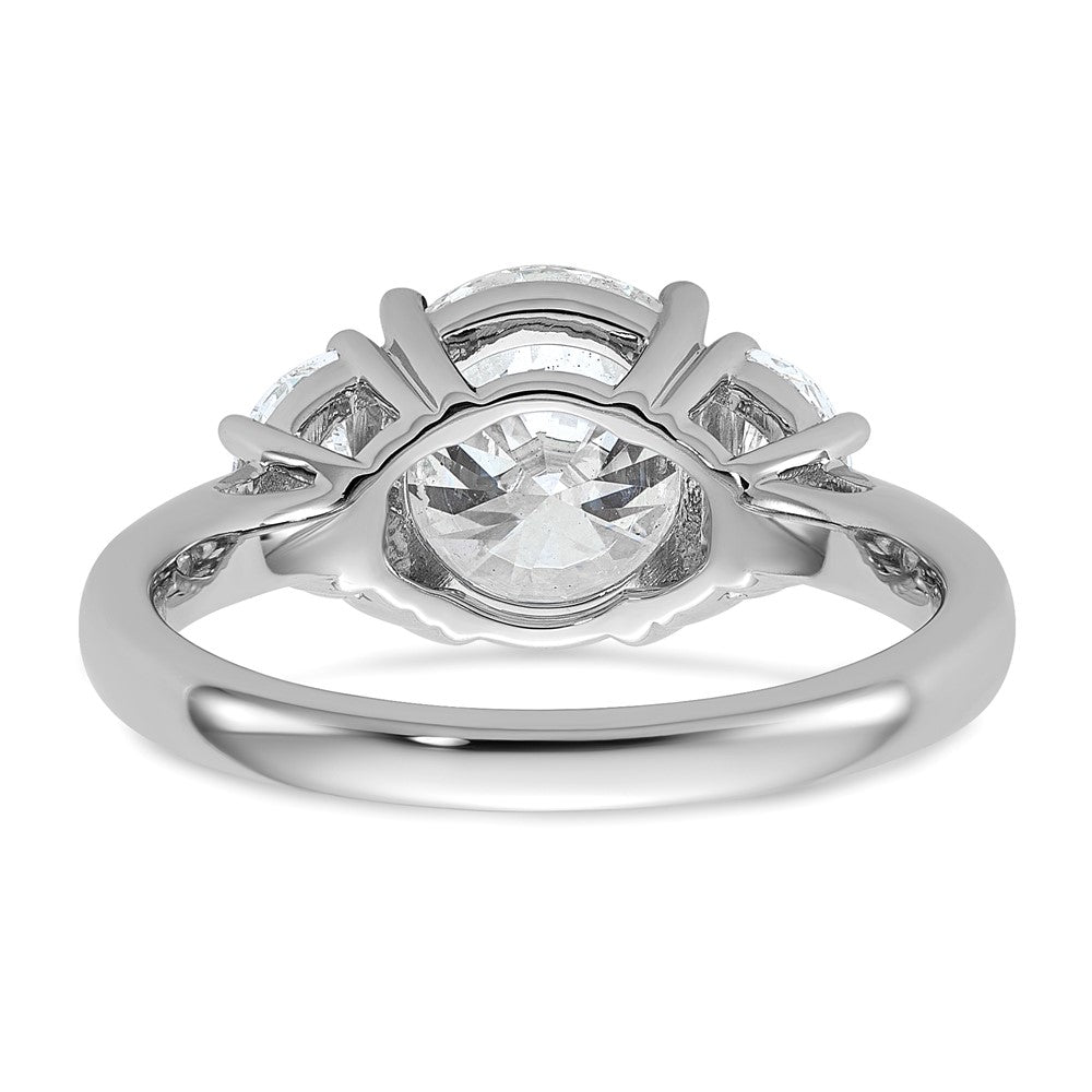 14K White Gold 3 1/8 carat Certified Lab Grown Diamond VS+F+ Round Complete Three Stone Engagement Ring