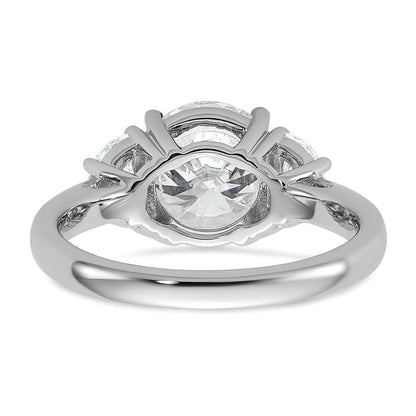 14K White Gold 3 1/8 carat Certified Lab Grown Diamond VS+F+ Round Complete Three Stone Engagement Ring