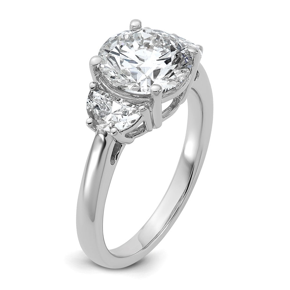 14K White Gold 3 1/8 carat Certified Lab Grown Diamond VS/SI+ G+ Round Complete Three Stone Engagement Ring