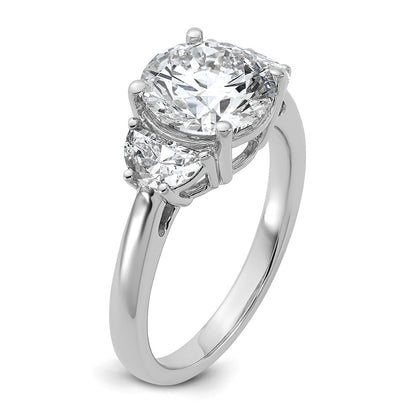 14K White Gold 3 1/8 carat Certified Lab Grown Diamond VS/SI+ G+ Round Complete Three Stone Engagement Ring