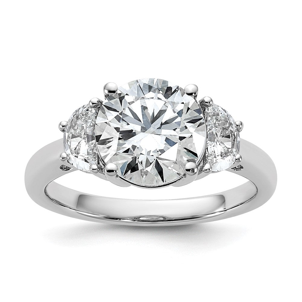 14K White Gold 3 1/8 carat Certified Lab Grown Diamond VS/SI+ G+ Round Complete Three Stone Engagement Ring