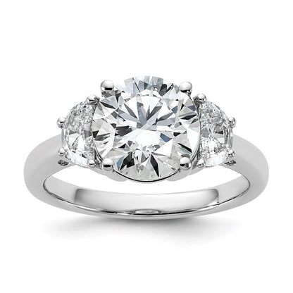 14K White Gold 3 1/8 carat Certified Lab Grown Diamond VS/SI+ G+ Round Complete Three Stone Engagement Ring