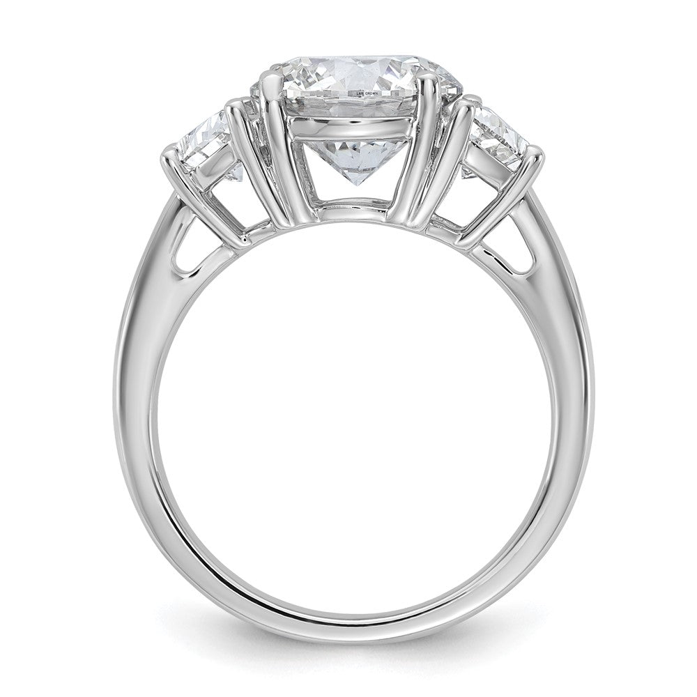 14K White Gold 4 carat Certified Lab Grown Diamond VS+F+ Round Complete Three Stone Engagement Ring