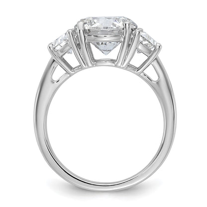 14K White Gold 4 carat Certified Lab Grown Diamond VS+F+ Round Complete Three Stone Engagement Ring