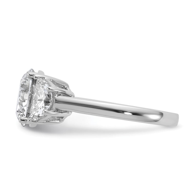 14K White Gold 4 carat Certified Lab Grown Diamond VS/SI+ G+ Round Complete Three Stone Engagement Ring
