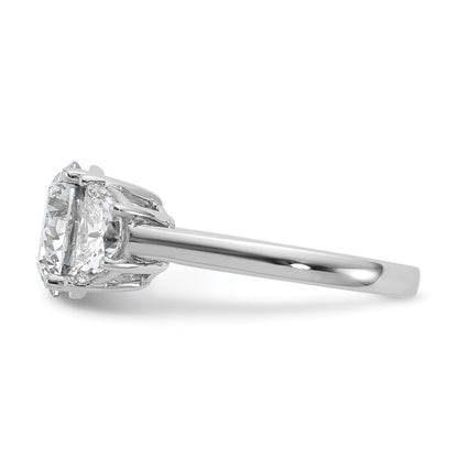 14K White Gold 1 carat Lab Grown Diamond VS/SI+ G+ 3 carat Center Round Semi Mount Three Stone Engagement Ring