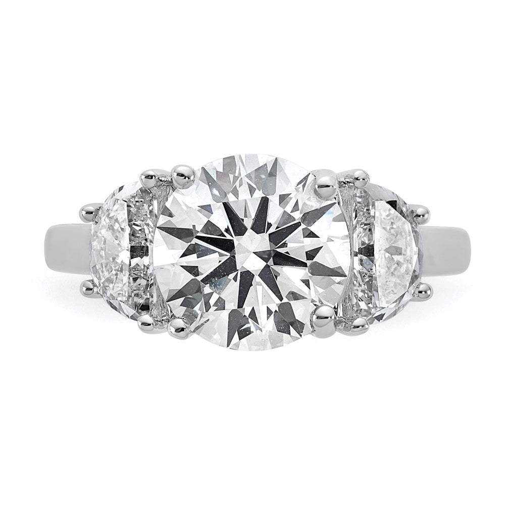 14K White Gold 4 carat Certified Lab Grown Diamond VS+F+ Round Complete Three Stone Engagement Ring