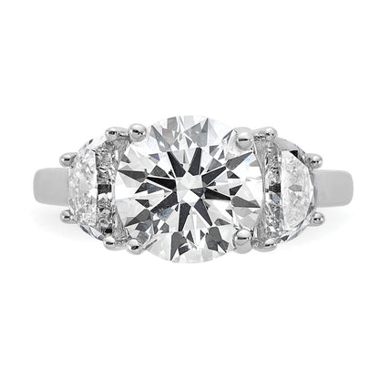 14K White Gold 4 carat Certified Lab Grown Diamond VS+F+ Round Complete Three Stone Engagement Ring