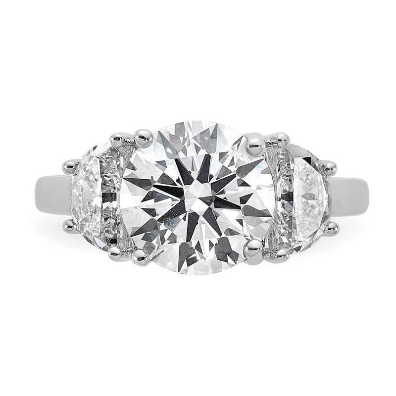 14K White Gold 4 carat Certified Lab Grown Diamond VS+F+ Round Complete Three Stone Engagement Ring