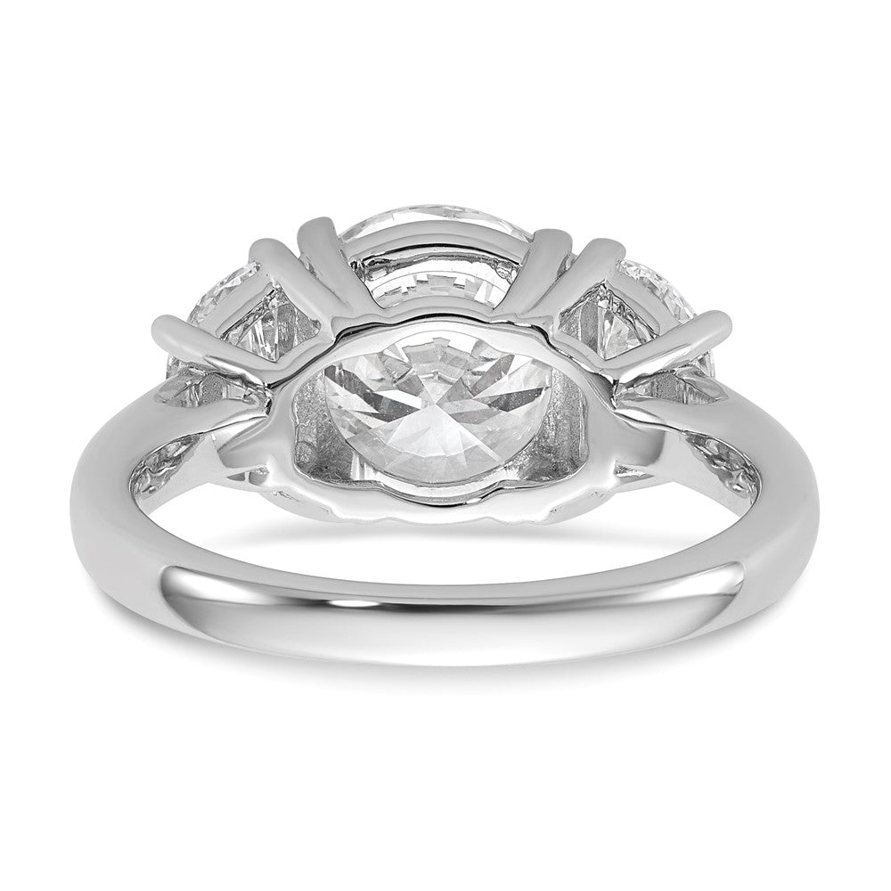 14K White Gold 4 carat Certified Lab Grown Diamond VS+F+ Round Complete Three Stone Engagement Ring
